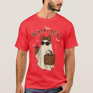 Coquette Leopard Ghost Coffee Boo JEE Halloween Bo T-Shirt