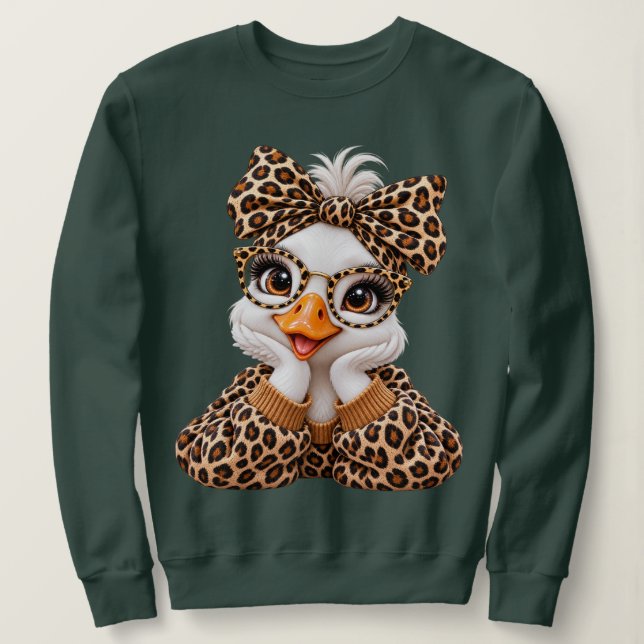 Coquette Leopard Goose Preppy Fall  Sweatshirt (Design Front)