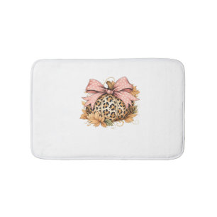 Coquette Leopard Pumpkin with Pink Bow – Glam Fall Bath Mat