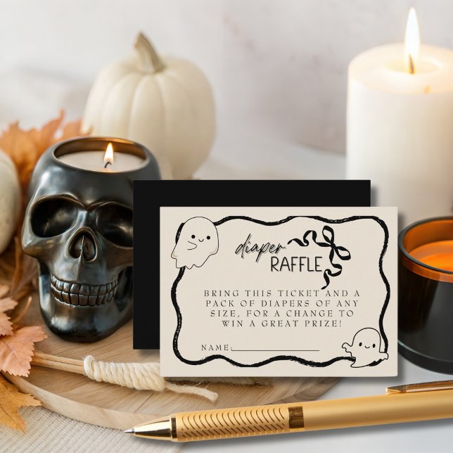 Coquette Little Boo bow Diaper Raffle Baby Shower Enclosure Card (Coquette Little Boo bow Diaper Raffle Baby Shower Enclosure Card)