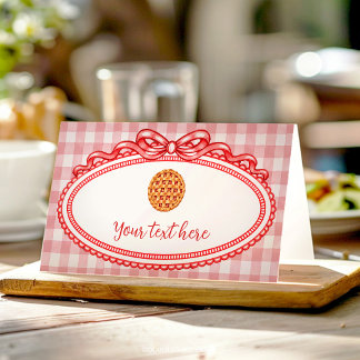 Coquette Little Cutie Pie Birthday Party Food Tent Place Card