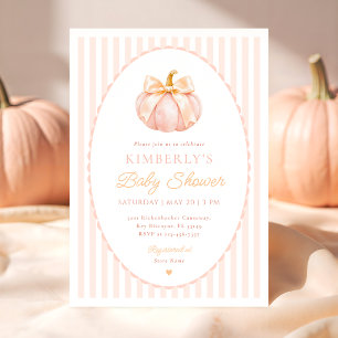 Coquette Little Pumpkin Baby Shower Invitation