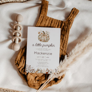 Coquette Little Pumpkin Floral Baby Shower Invitation