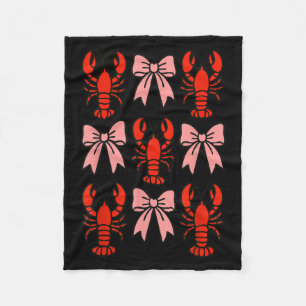 Coquette Lobster Nk Bow Clean Girl Retro Aesthetic Fleece Blanket