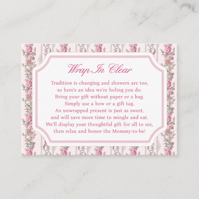 Coquette Love Shack baby Shower Wrap In Clear  Enclosure Card (Front)