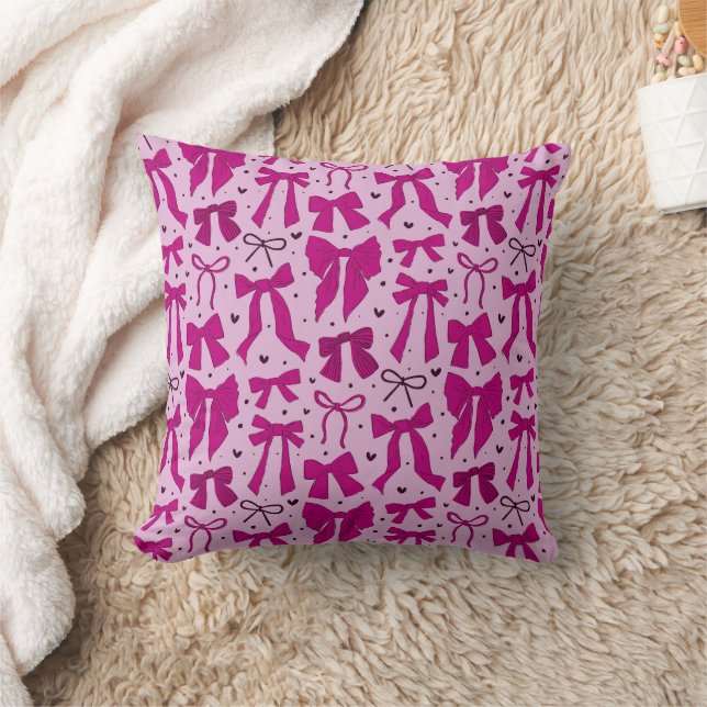 Coquette Magenta Bows Cushion (Blanket)