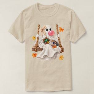 Coquette Mallard Duck Ghost Swing Autumn Halloween T-Shirt