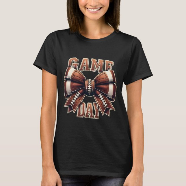 Coquette Mama American Football Season Game Day T-Shirt (Front)