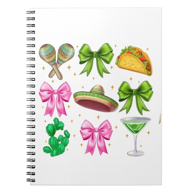 Coquette Mardi Gras Bow Fleur De Lis Mask Fat Tues Notebook (Front)