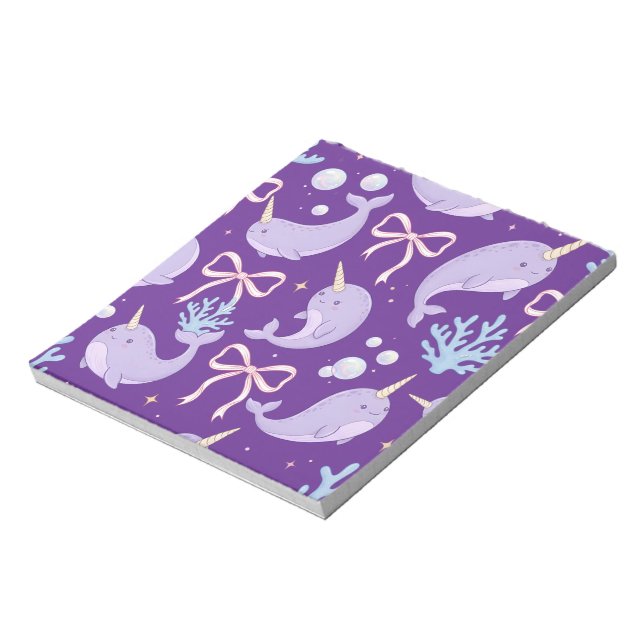 Coquette Marine Life -Narwhal Notepad (Rotated)