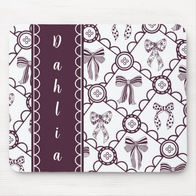 Coquette Maroon Bow Mouse Mat (Front)