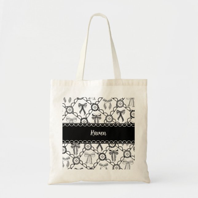 Coquette Maroon Bow Tote Bag (Front)