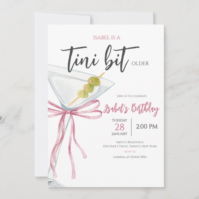 Coquette Martini Birthday Invitation (Front)