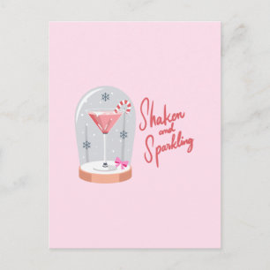 Coquette Martini Snow Globe Holiday Postcard