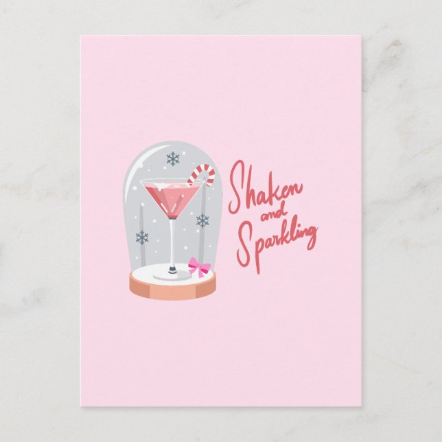 Coquette Martini Snow Globe Holiday Postcard (Front)