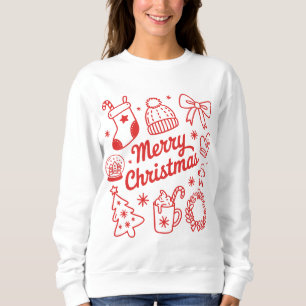 Coquette Merry Christmas Doodles Tree Bow Sweatshirt