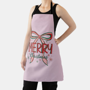 Coquette Merry Christmas Retro Xmas Bow Vintage  Apron