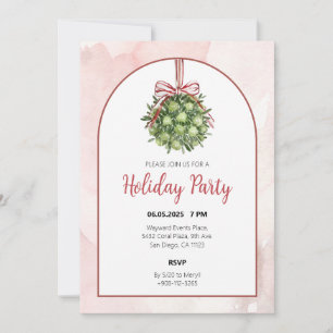 Coquette Mistletoe Watercolor Christmas Invitation