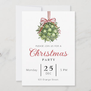 Coquette Mistletoe Watercolor Christmas Invitation