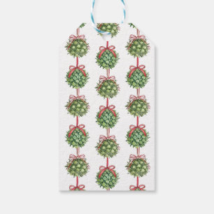 Coquette Mistletoe Watercolor Gift Wrap Gift Tags