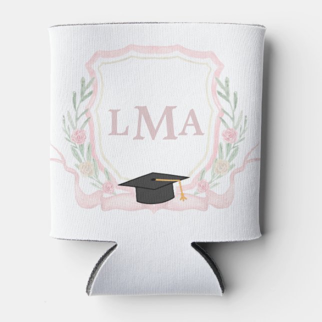 Coquette Monogram Graduation  Can Cooler (Front)