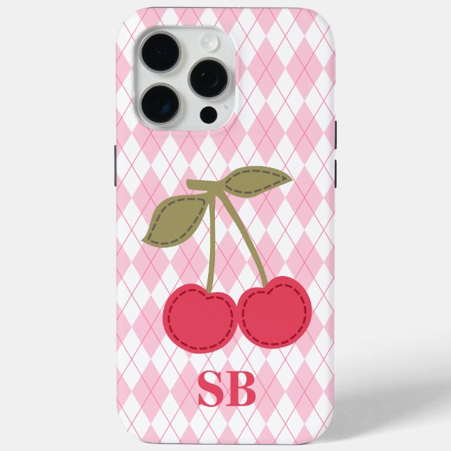 Coquette Monogram Pink Jacquard Pink Cherry Case-Mate iPhone Case (Back)
