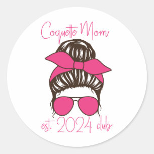 Coquette Mum est 2024 Club Retro design Classic Round Sticker