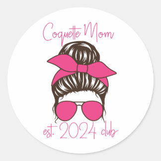 Coquette Mum est 2024 Club Retro design Classic Round Sticker