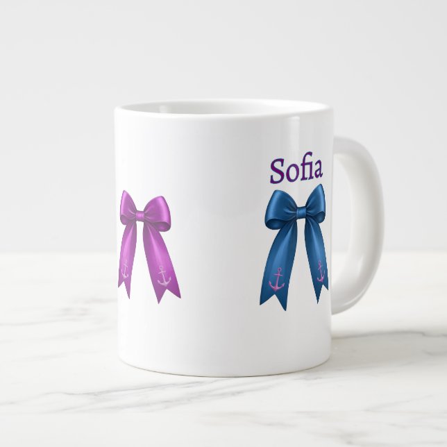 Coquette Nautical Bow! Large Coffee Mug (Front Right)