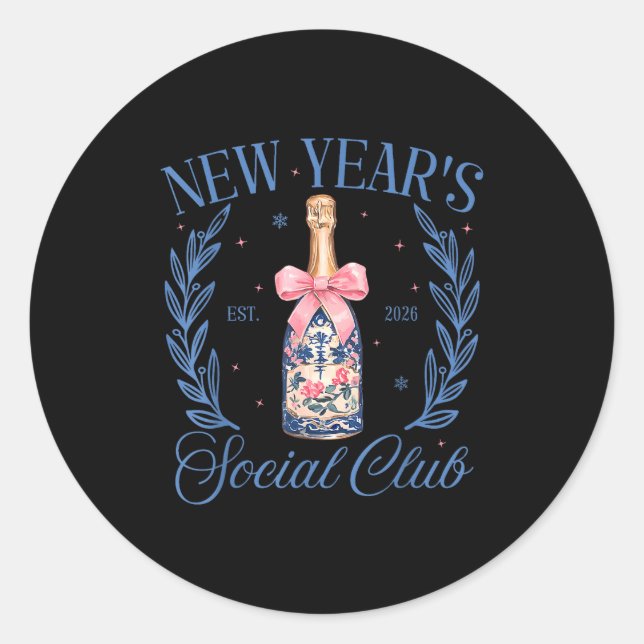 Coquette New Year 2026 Chinoiserie Social Club Wom Classic Round Sticker (Front)