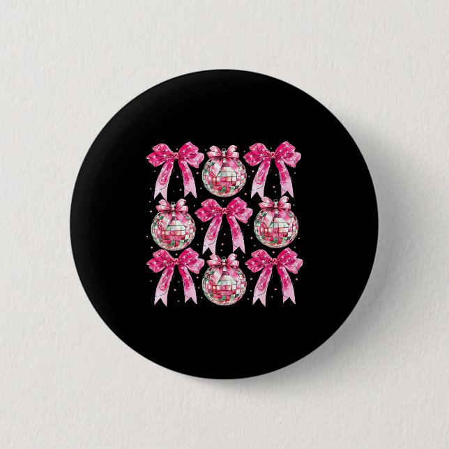Coquette New Year 2026, Retro New Years, Disco Bal 6 Cm Round Badge (Front)
