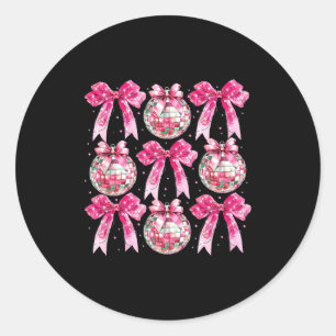 Coquette New Year 2026, Retro New Years, Disco Bal Classic Round Sticker