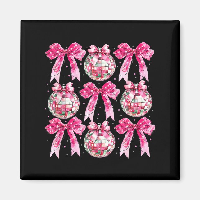 Coquette New Year 2026, Retro New Years, Disco Bal Magnet (Front)