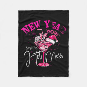 Coquette New Year Same Hot Mess 2025 Funny New Yea Fleece Blanket