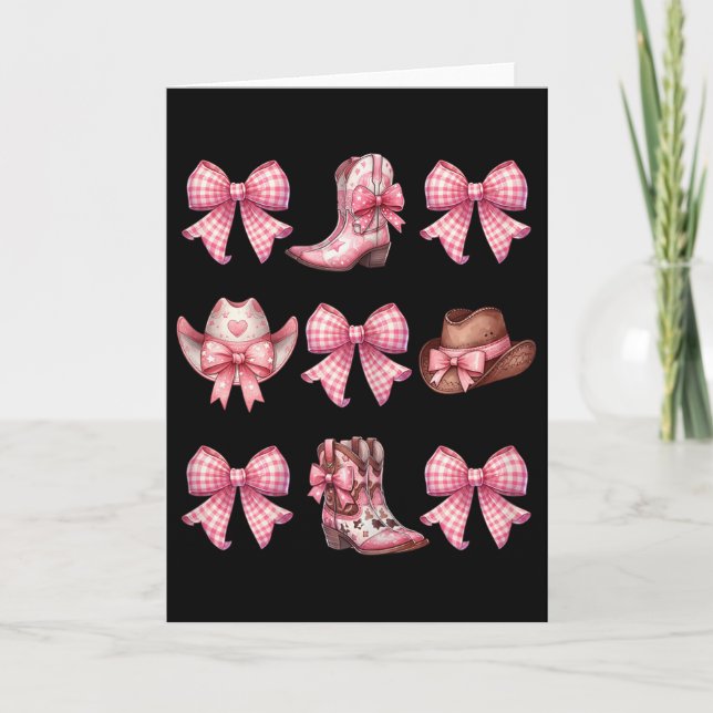 Coquette Nk Bow Cowgirl Boots And Hats  Card (Front)