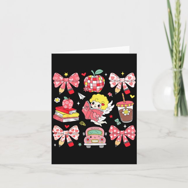 Coquette Nk Bow Teacher Appreciation Valentines Da Card (Front)