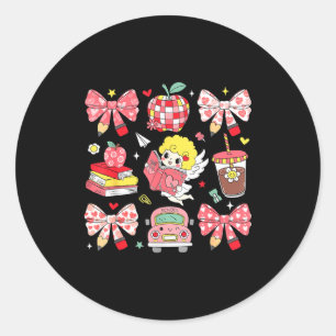 Coquette Nk Bow Teacher Appreciation Valentines Da Classic Round Sticker