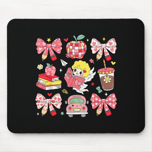Coquette Nk Bow Teacher Appreciation Valentines Da Mouse Mat (Front)