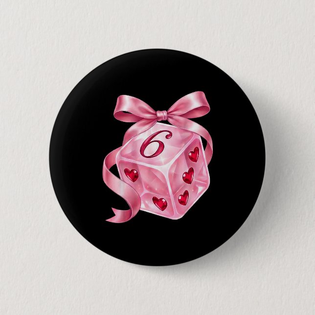 Coquette Nk Dice Bow Hearts 6 7 Preppy Valentine Y 6 Cm Round Badge (Front)