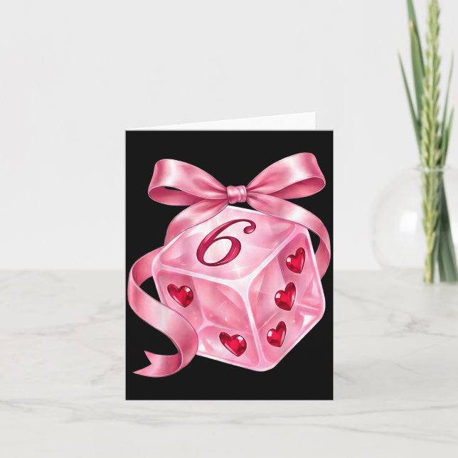 Coquette Nk Dice Bow Hearts 6 7 Preppy Valentine Y Card (Front)