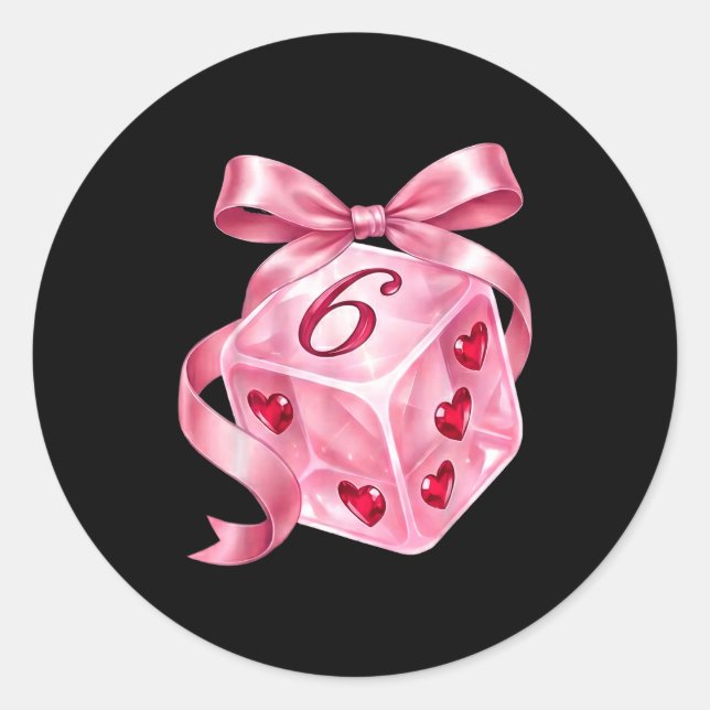 Coquette Nk Dice Bow Hearts 6 7 Preppy Valentine Y Classic Round Sticker (Front)