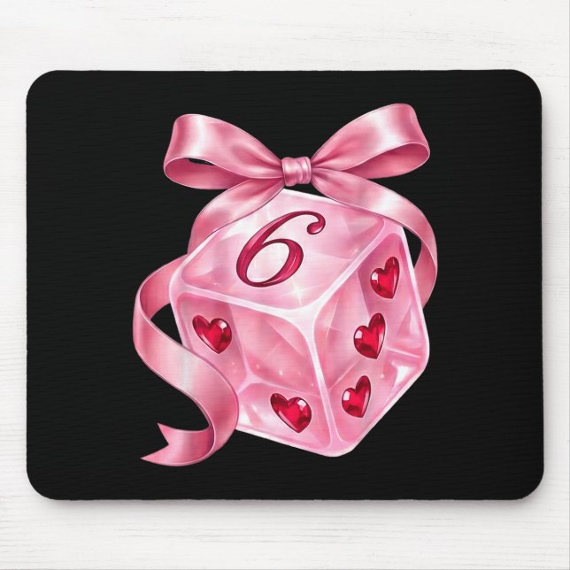 Coquette Nk Dice Bow Hearts 6 7 Preppy Valentine Y Mouse Mat (Front)