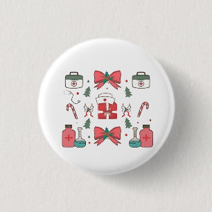 Coquette Nurse Bow Custom Nurse Xmas Christmas 3 Cm Round Badge