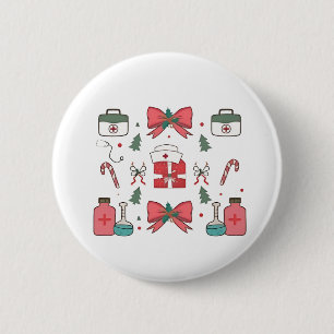 Coquette Nurse Bow Custom Nurse Xmas Christmas 6 Cm Round Badge