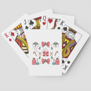 Coquette Nurse Bow Custom Nurse Xmas Christmas Playing Cards