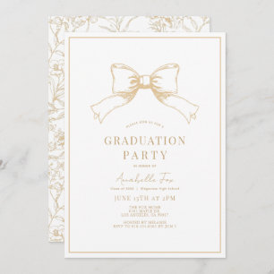 Coquette Ochre Bow Ribbon Graduation Party Invitation