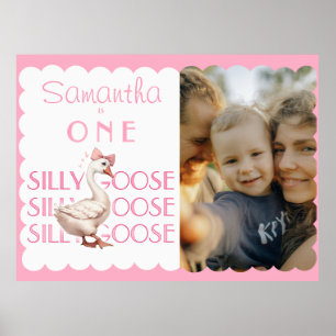 Coquette One Silly Goose Girl 1st Birthday Welcome Poster
