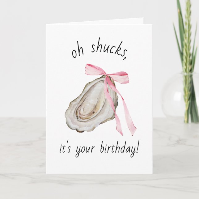 Coquette Oyster Watercolor Birthday Card (Front)