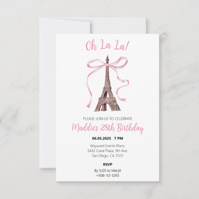 Coquette Paris Birthday Invites (Front)