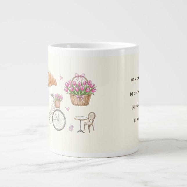 Coquette Paris Checklist Custom Name Speciality Mu Large Coffee Mug (Front)